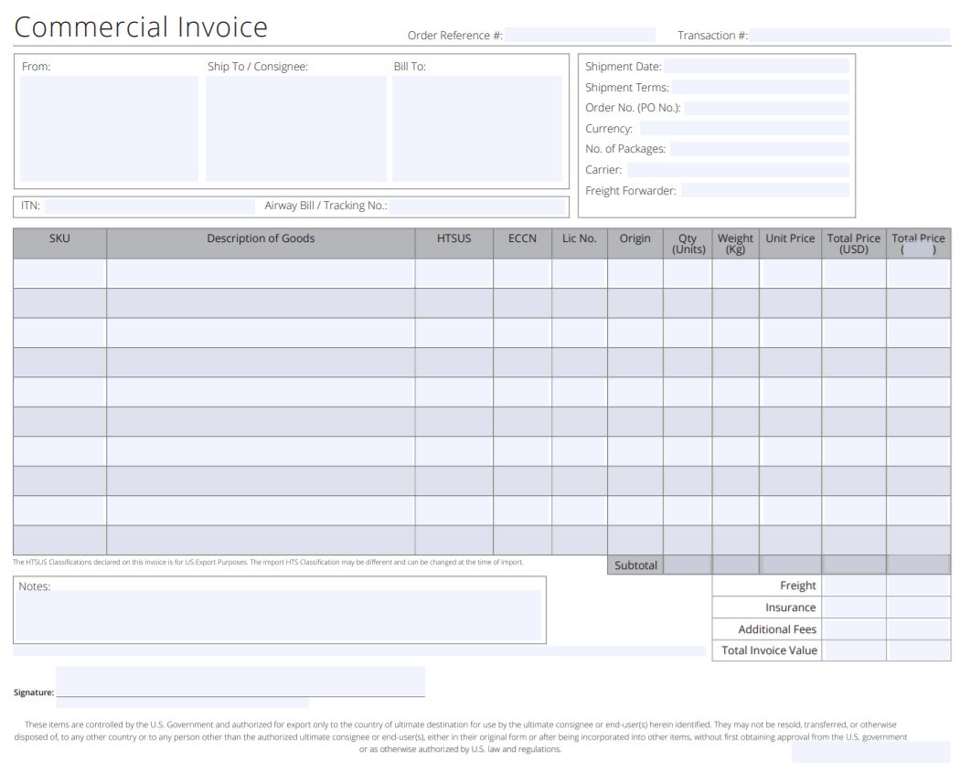 Commercial Invoicing For International Shipping Shipwire